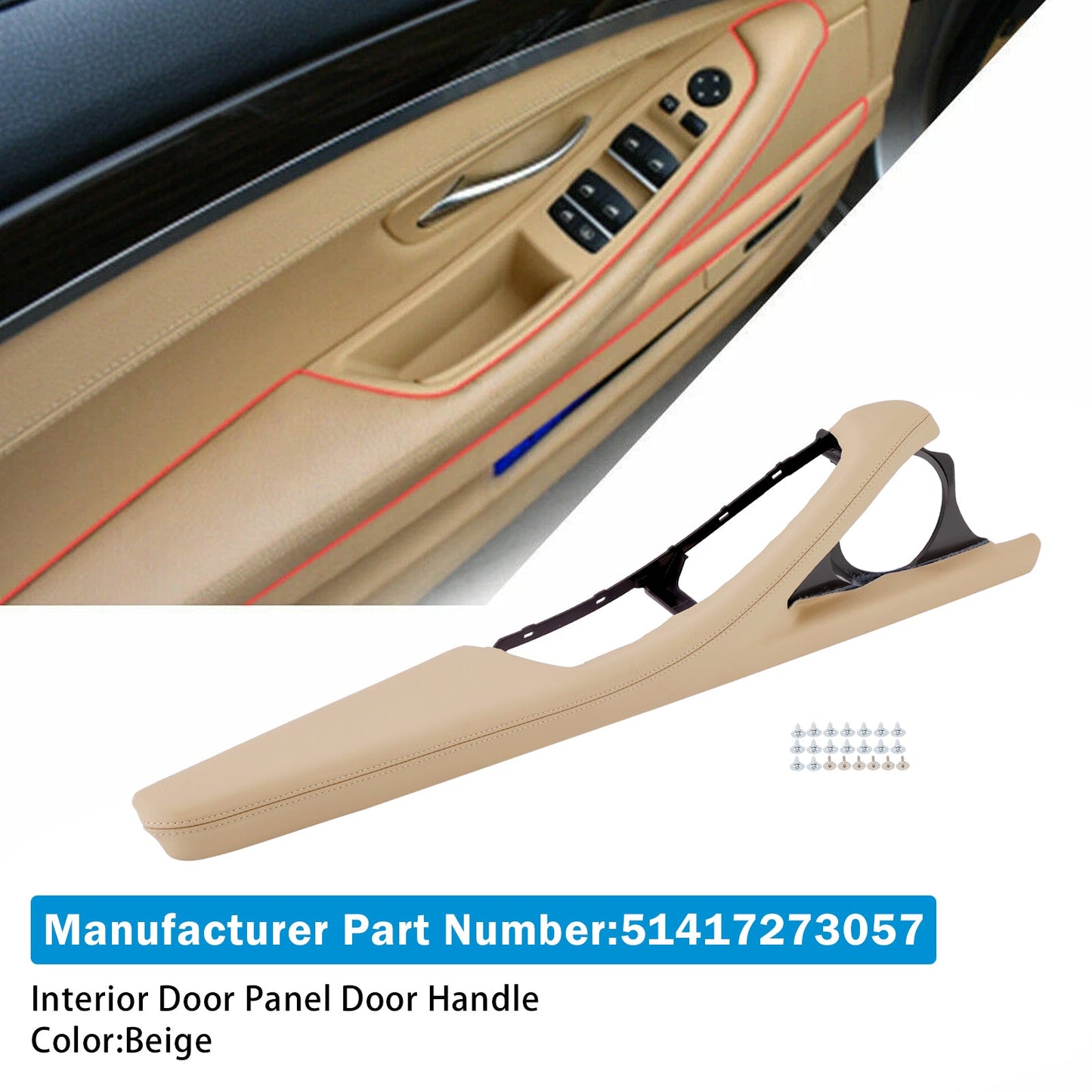 BMW 5 Series F11 F10 F18 2010-2016 Interior Door Panel Door Handle Beige
