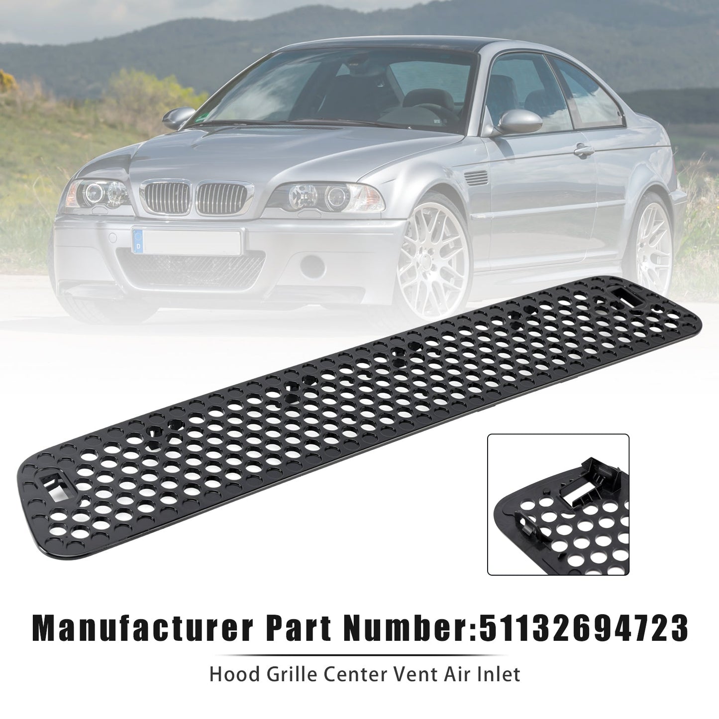 BMW E46 M3 2001-2006 Hood Grille Center Vent Air Inlet 51132694723