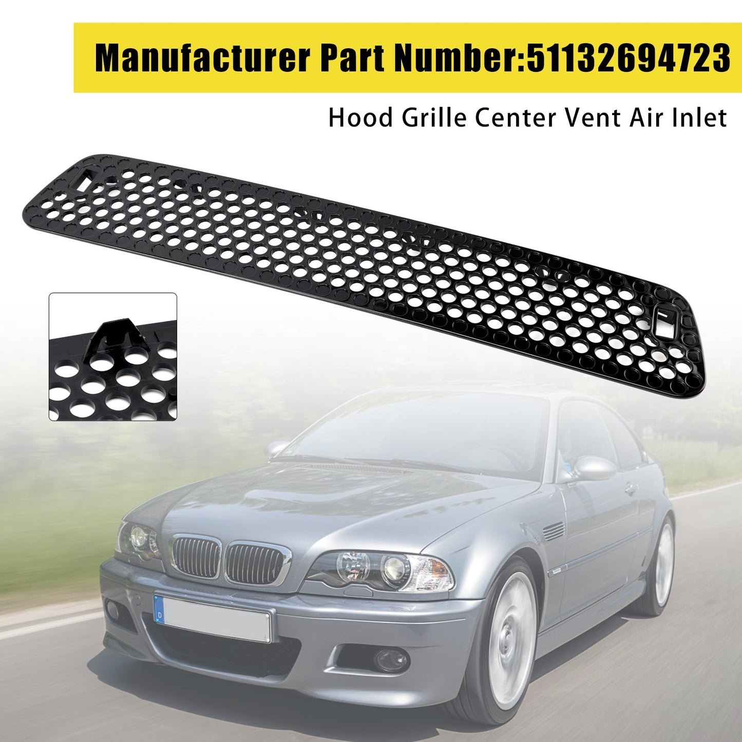 BMW E46 M3 2001-2006 Hood Grille Center Vent Air Inlet 51132694723