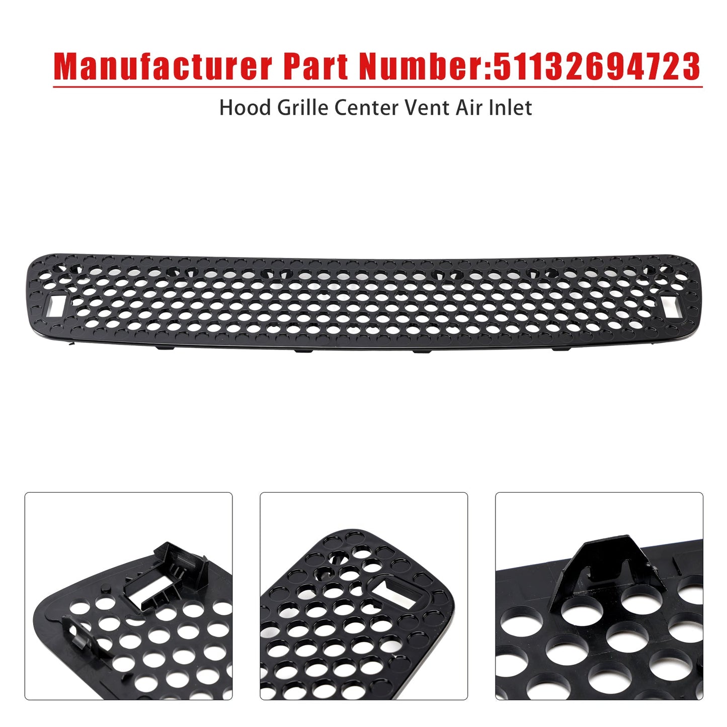 BMW E46 M3 2001-2006 Hood Grille Center Vent Air Inlet 51132694723