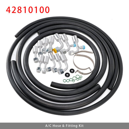 Custom Air Conditioning Lines 42810100 A/C Hose & Fitting Kit  Includes AN6/AN8/AN10 Hoses, Straight & 90Degree Fittings O-Rings, Band Clamps & Grommets