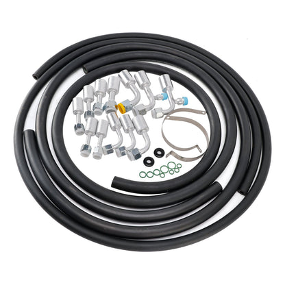 Custom Air Conditioning Lines 42810100 A/C Hose & Fitting Kit  Includes AN6/AN8/AN10 Hoses, Straight & 90Degree Fittings O-Rings, Band Clamps & Grommets