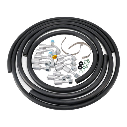 Custom Air Conditioning Lines 42810100 A/C Hose & Fitting Kit  Includes AN6/AN8/AN10 Hoses, Straight & 90Degree Fittings O-Rings, Band Clamps & Grommets