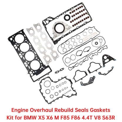 2014-2018 F85 / S63R 2014-2019 F86 / S63R BMW X5 X6 M 11127614700 11127614701 Engine Overhaul Rebuild Seals Gaskets Kit F85 F86 4.4T V8 S63R