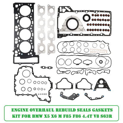 2014-2018 F85 / S63R 2014-2019 F86 / S63R BMW X5 X6 M 11127614700 11127614701 Engine Overhaul Rebuild Seals Gaskets Kit F85 F86 4.4T V8 S63R