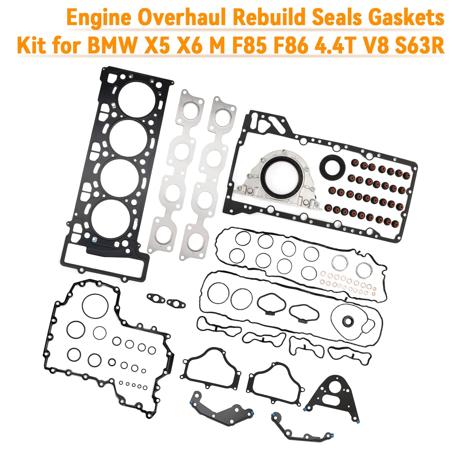 2014-2018 F85 / S63R  BMW X5 M  11127614700 11127614701 Engine Overhaul Rebuild Seals Gaskets Kit F85 F86 4.4T V8 S63R