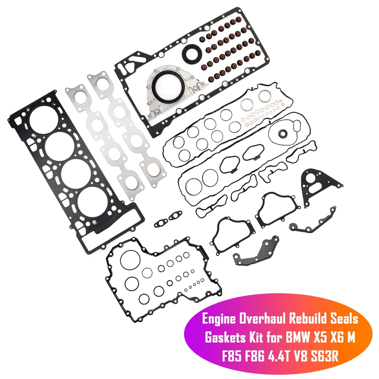 2014-2019 F86 / S63R  BMW X6 M 11127614700 11127614701 Engine Overhaul Rebuild Seals Gaskets Kit F85 F86 4.4T V8 S63R