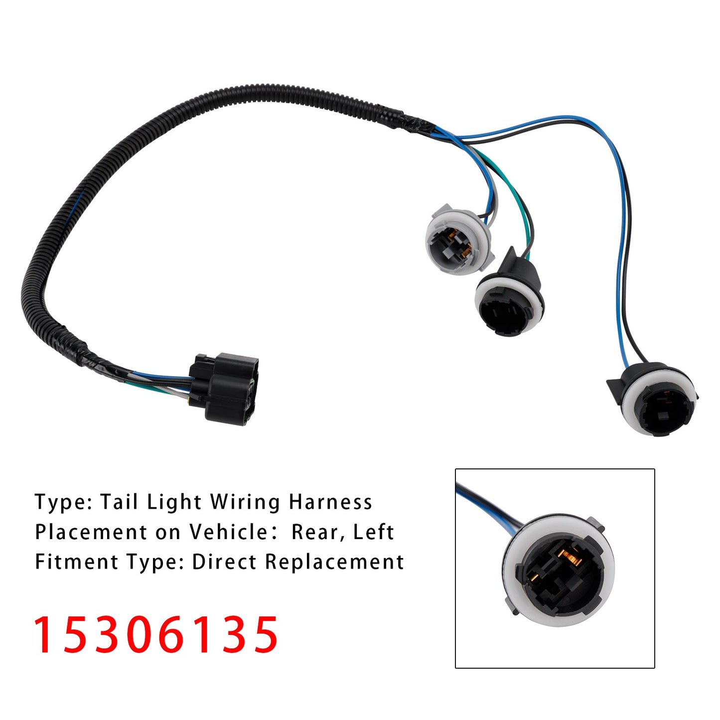 Tahoe Yukon Suburban 15306135 Rear Left Tail Light Wiring Harness