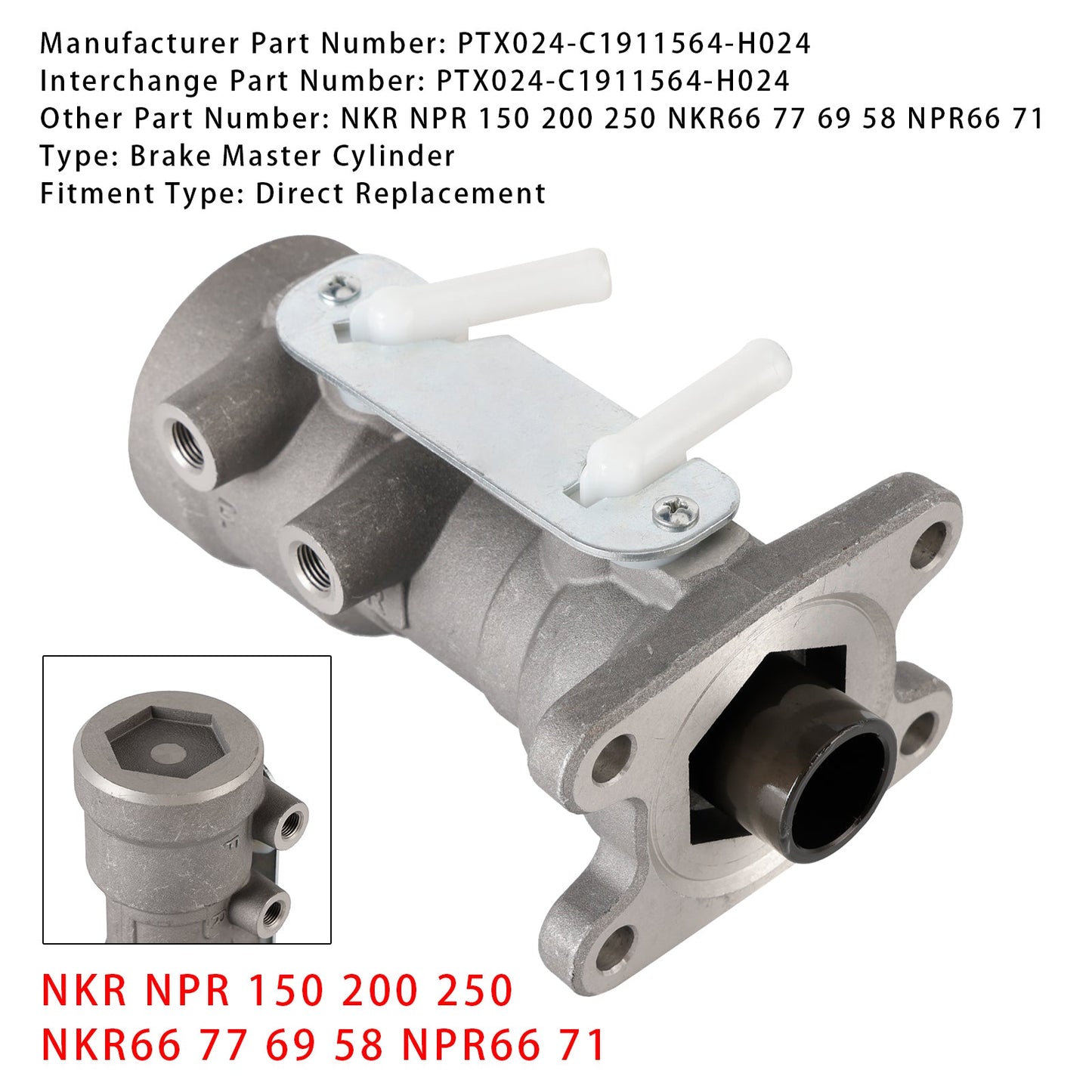 1996-2003 Isuzu NKR150 NKR NKR66 2 Door Truck 4.3L Diesel PTX024-C1911564-H024 Brake Master Cylinder