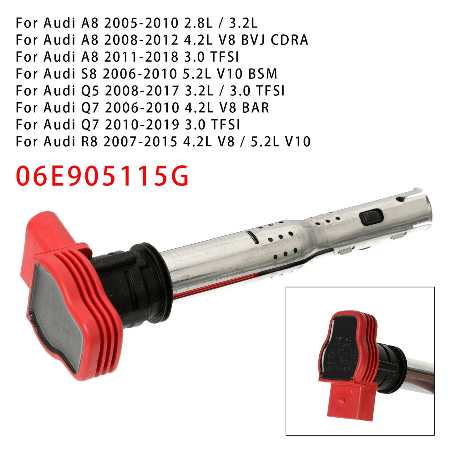 2005-2012 Audi A4 (B7 B8) 3.2L V6 AUK BKH CALA 06E905115G Ignition Coil