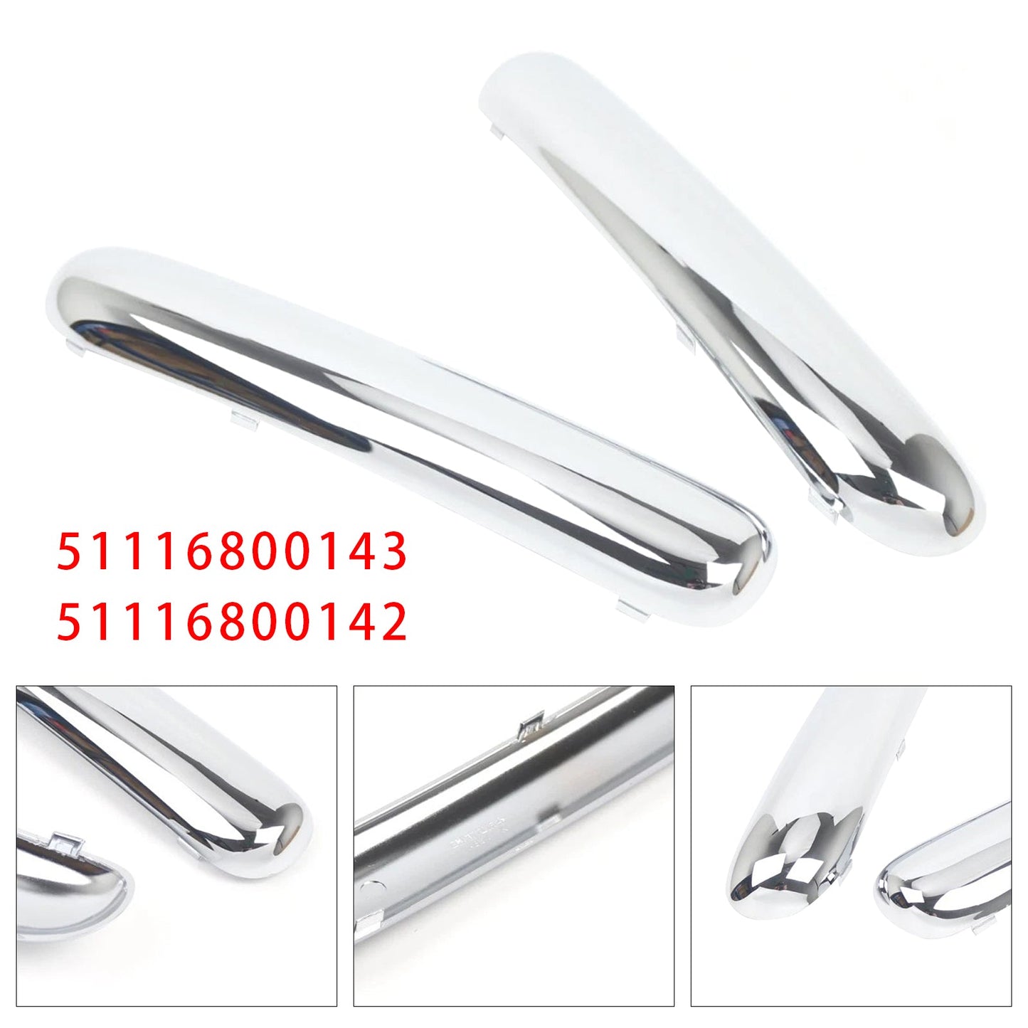 2001.06 - 2004 Mini Copper One Cabrio R50 51116800143 Pair Front Bumper Chrome Trim Set