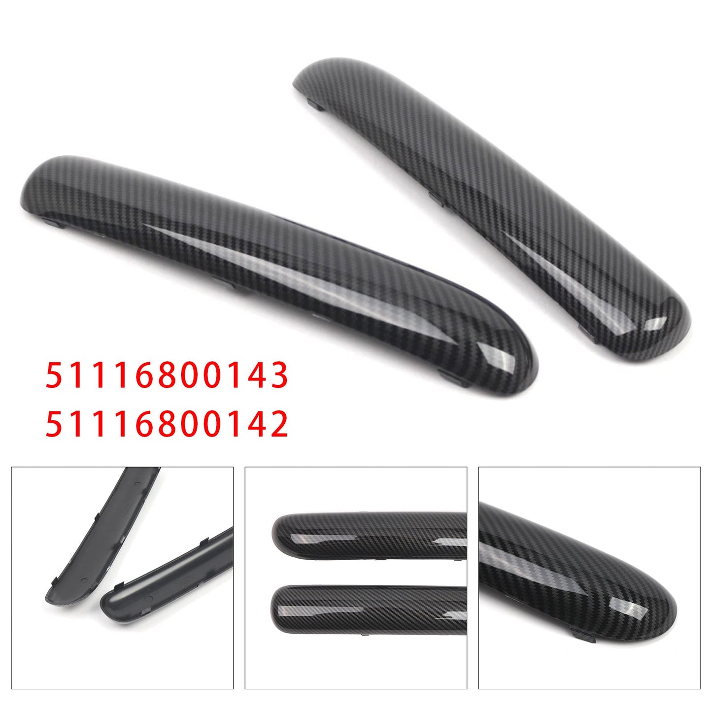 Carbon Fibre Pair Front Bumper Trim Set 2001-2004 Mini One Cooper R50/R52/R53