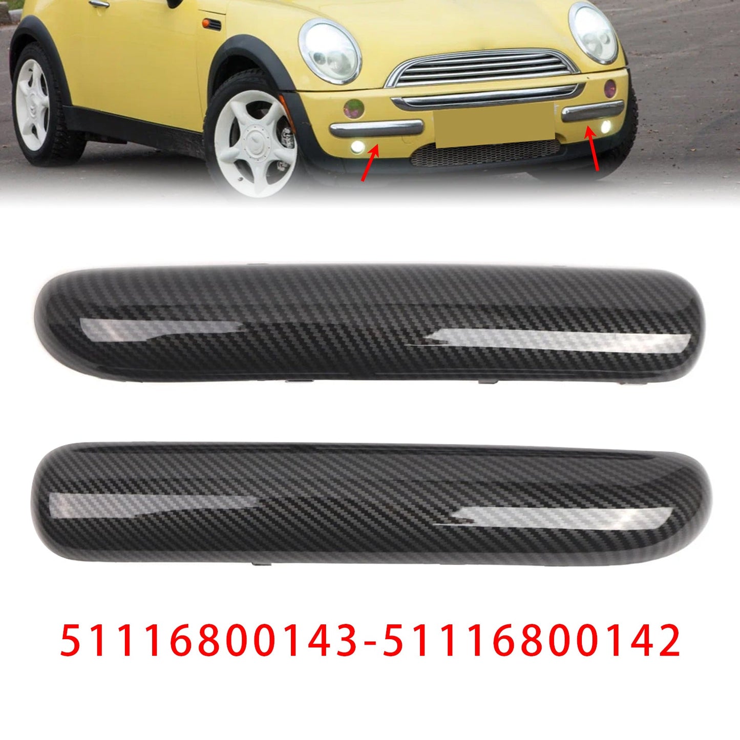 2001-2004 Mini One Cooper R50/R52/R53 Carbon Fibre Pair Front Bumper Trim Set