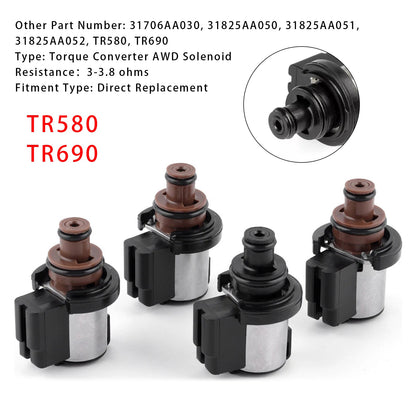 Subaru Crosstrek Forester Legacy Outback Impreza with CVT TR580 / TR690 Transmission 31706AA030 4PCS Torque Converter AWD Solenoid