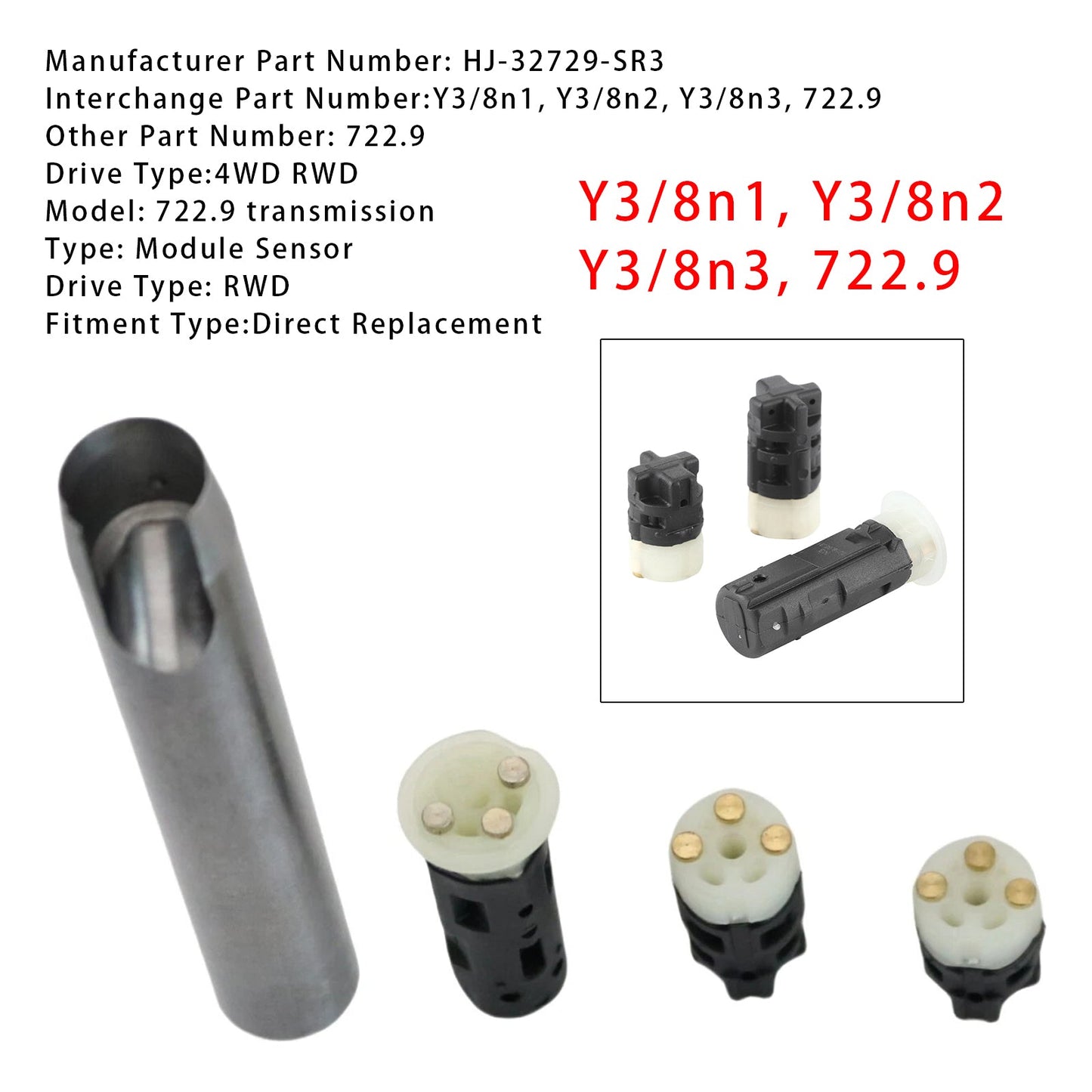 1. 00-11 MERCEDES CLASE A EGY DEU MYS ZAF VNM 7 SP R/AWD L4 2.2L V6 2.5L 3.0L 3.5L V8 6.3L W7A700 722.9 HJ-32729-SR3 Nuevo sensor de módulo de control