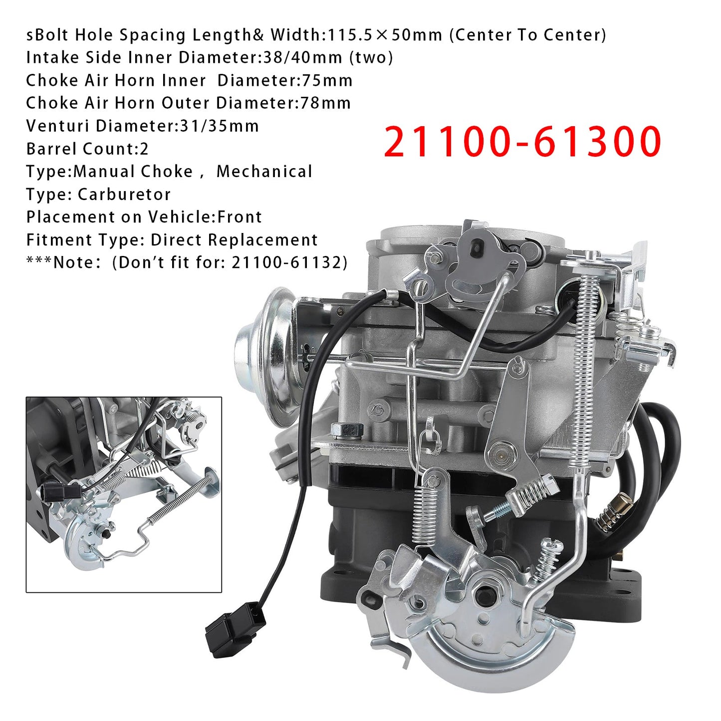 1984-1992 Toyota 3F Land Cruiser FJ62 FJ70 FJ73 21100-61300 Carburador