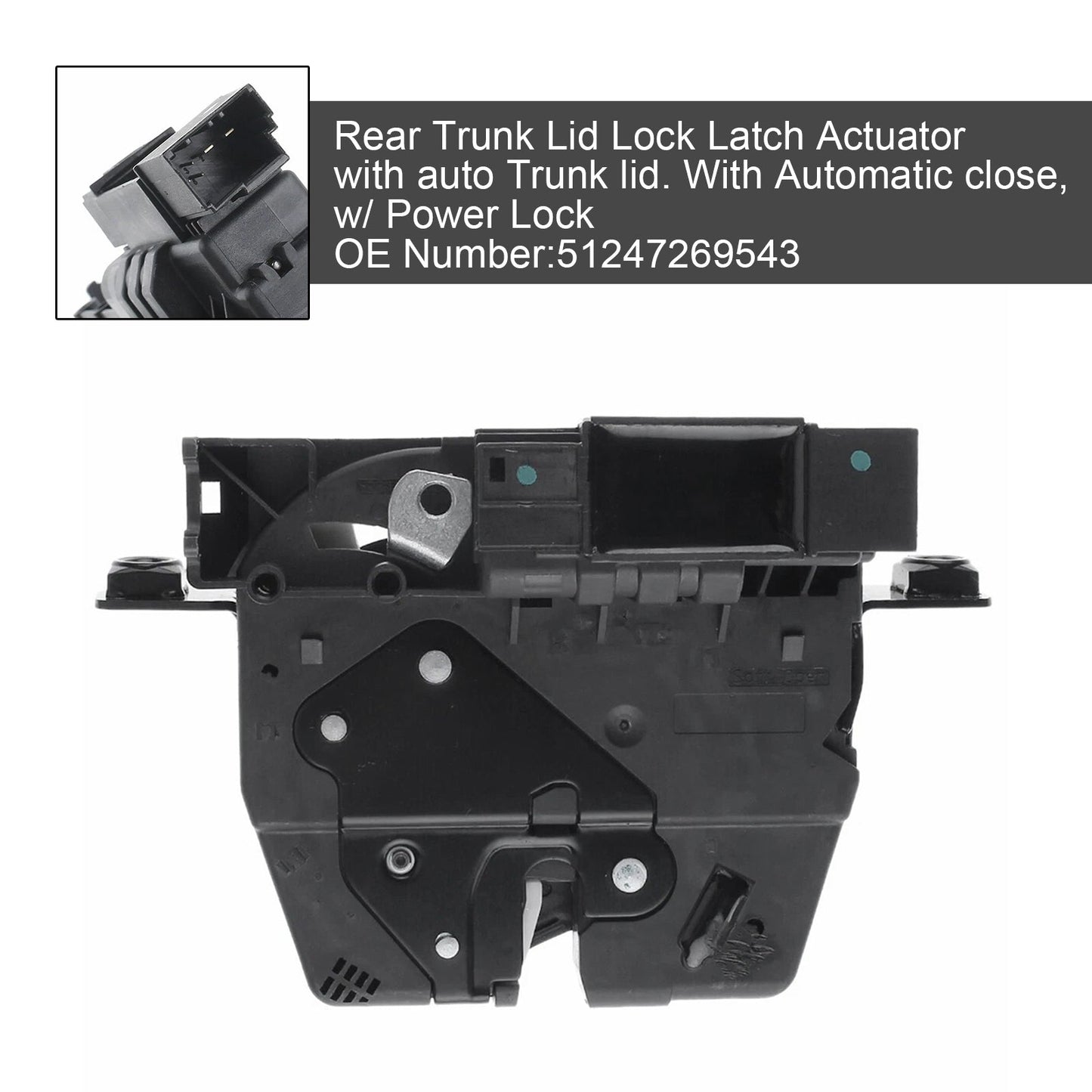 2014-2015 BMW 328i xDrive F31 51247269543 Rear Trunk Lid Lock Latch Actuator