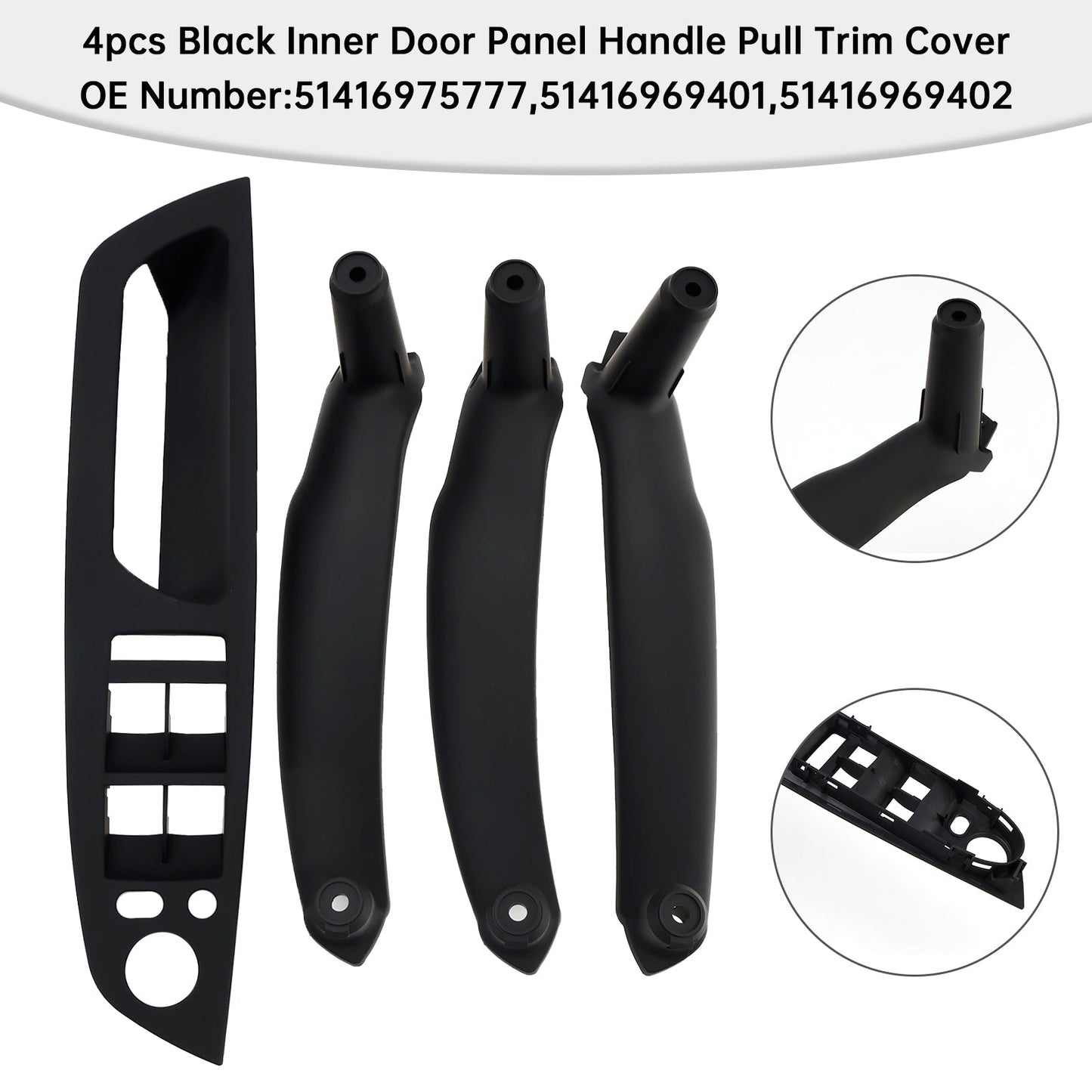 2008-2014 E71 E72 X6 SAV 51416975777 4pcs Black Inner Door Panel Handle Pull Trim Cover