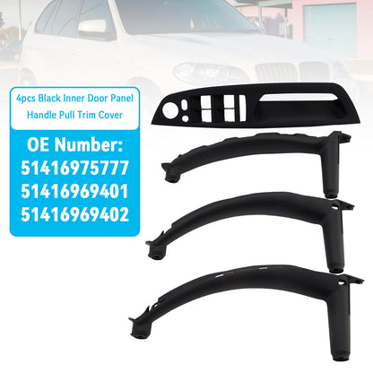 4pcs Black Inner Door Panel Handle Pull Trim Cover For BMW E70 X5 E71 X6 07-14