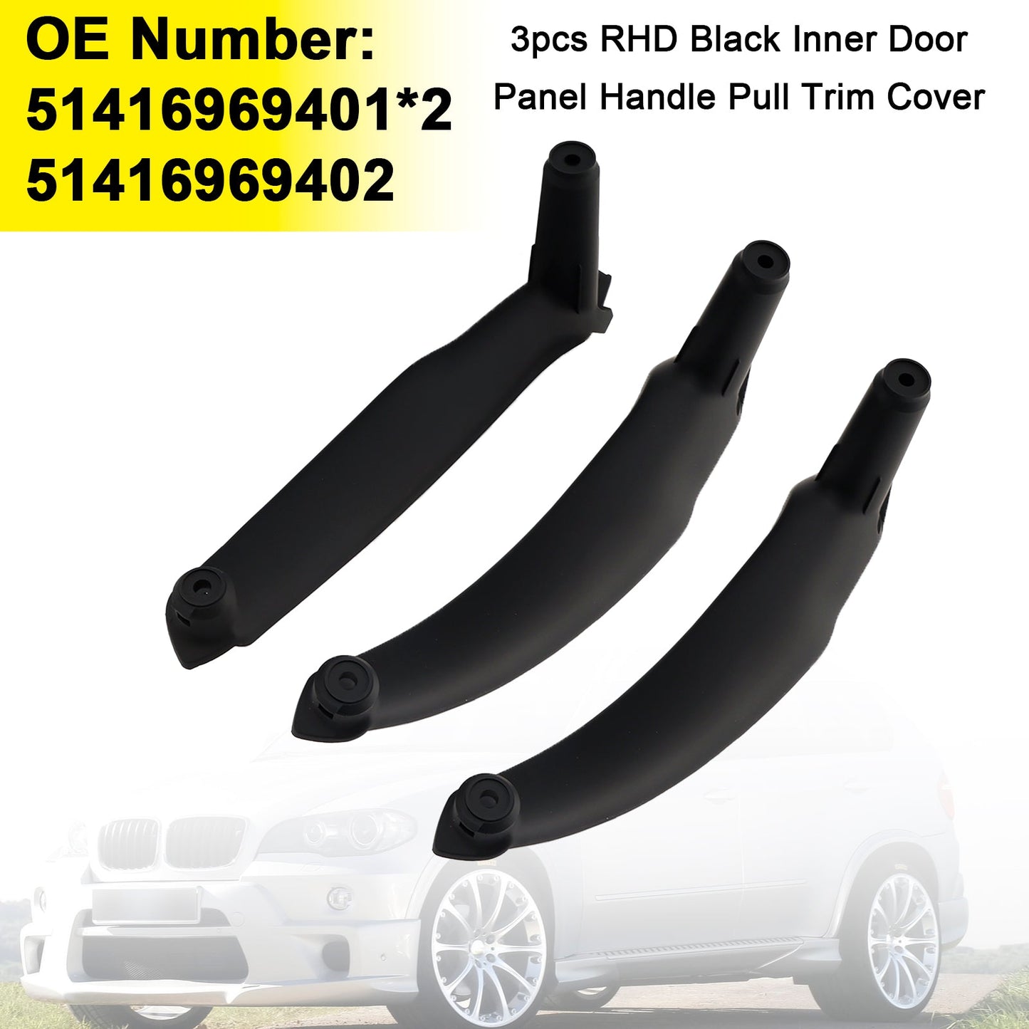 2008-2014 E71 E72 X6 SAV 51416969402 3pcs RHD Inner Door Panel Handle Pull Trim Cover