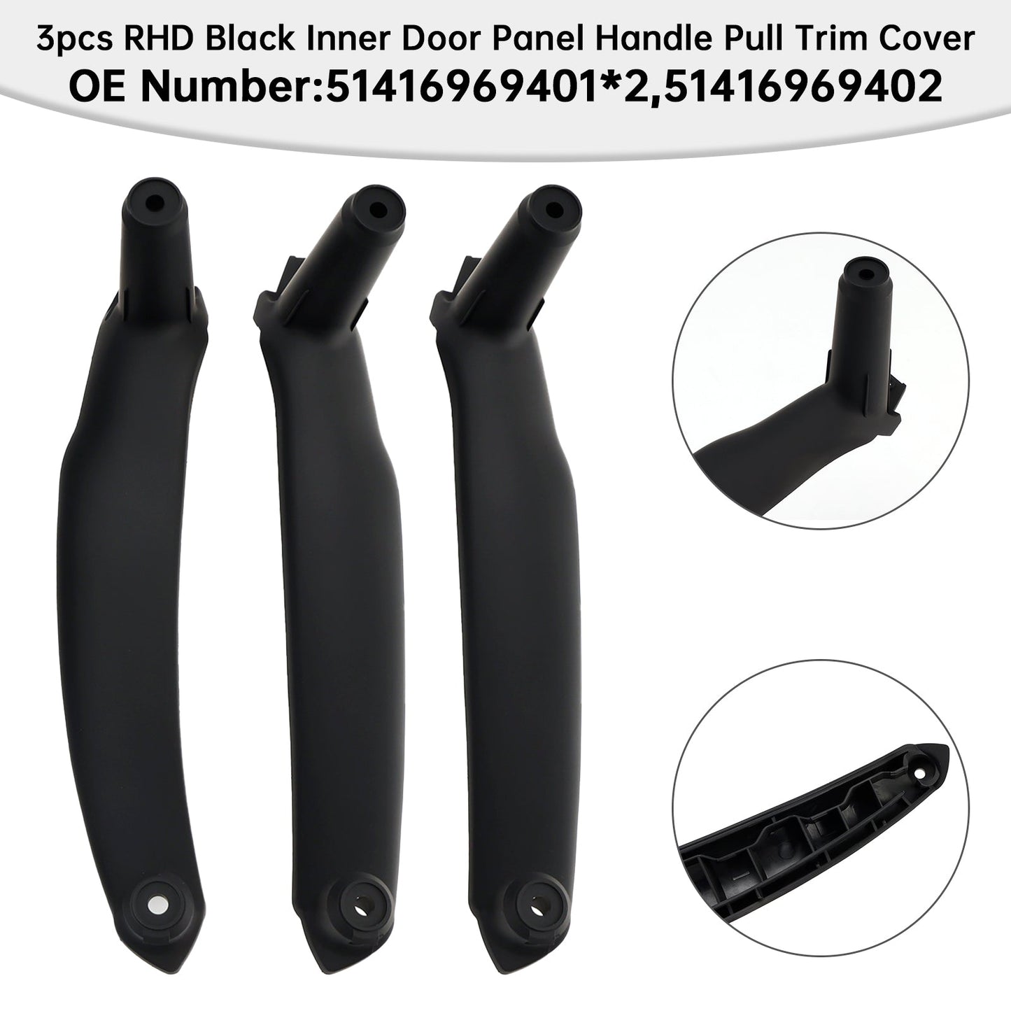 3pcs RHD Inner Door Panel Handle Pull Trim Cover For BMW E70 X5 E71 X6 07-14