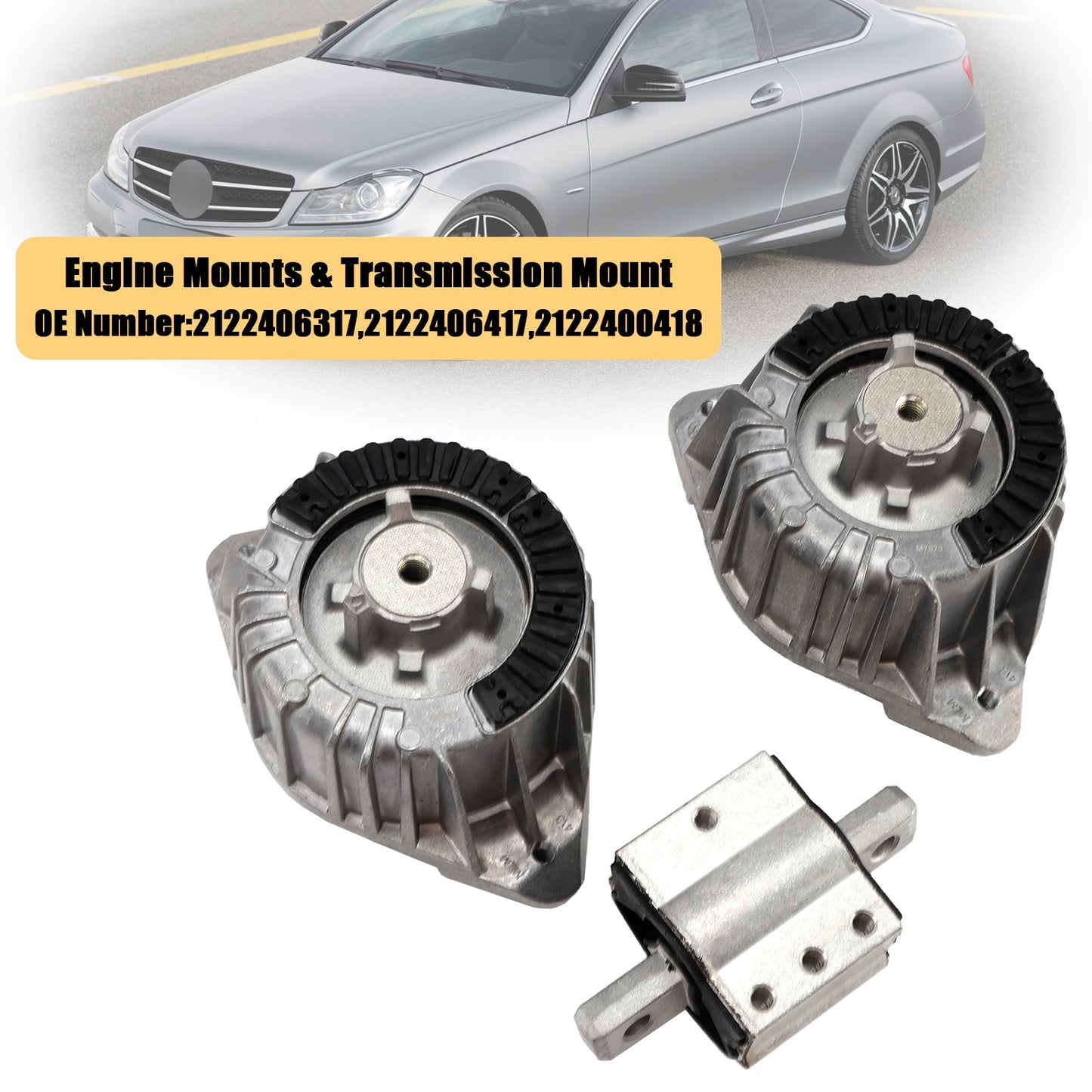 2007-2014 Mercedes-Benz C-Class W204 2122406317 3x Engine Mounts& Transmission Mount
