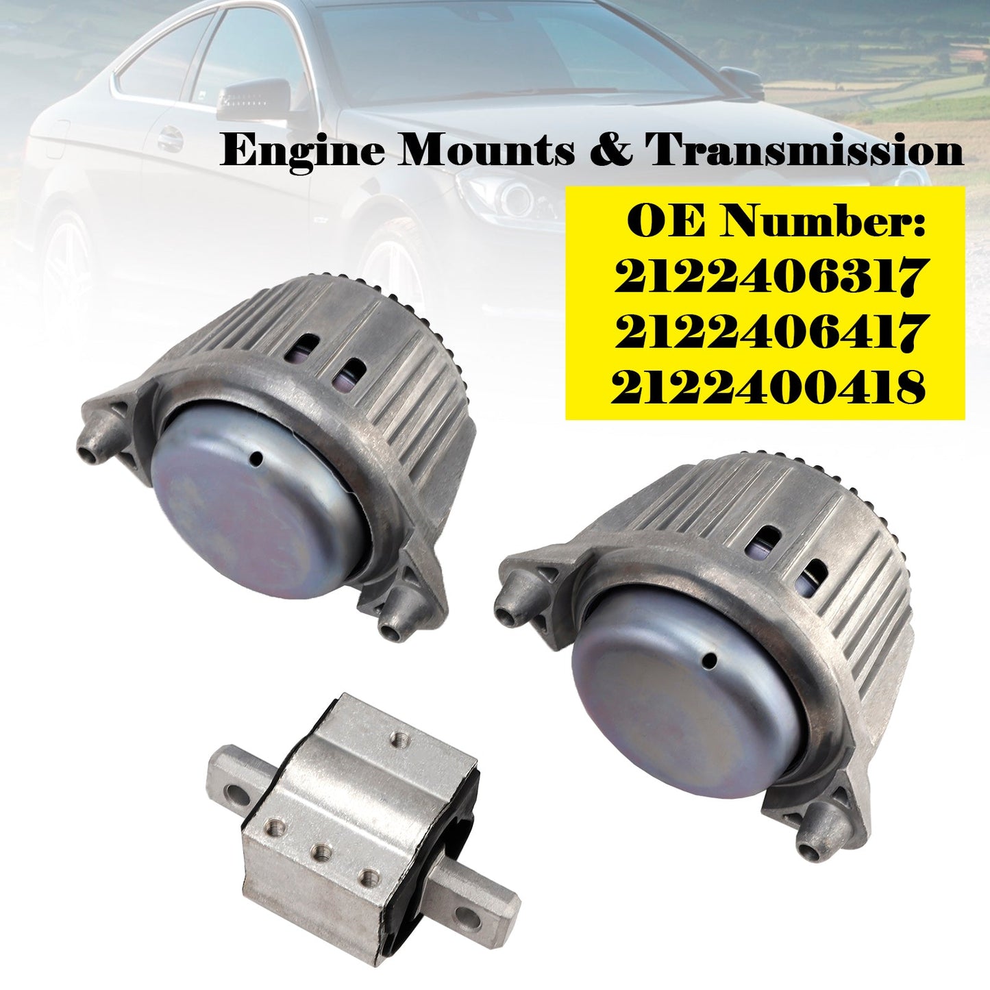 2011-2015 Mercedes-Benz C-Class C204 2122406317 3x Engine Mounts & Transmission Mount
