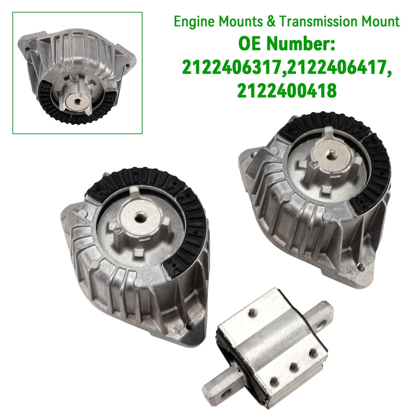 2011-2015 Mercedes-Benz C-Class C204 2122406317 3x Engine Mounts & Transmission Mount