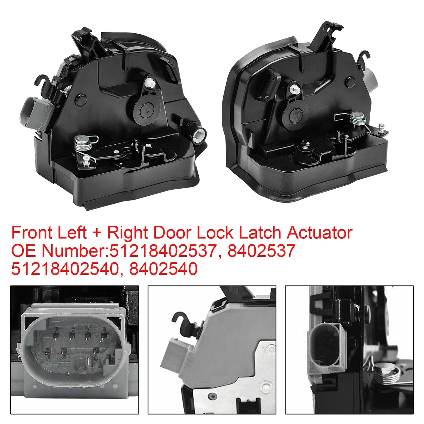 2001/04-2003/09 BMW X5 E53 3.0d 2925 ccm 135 KW 184 PS 51218402537/540 Pair Front Door Lock Latch Catch Actuator