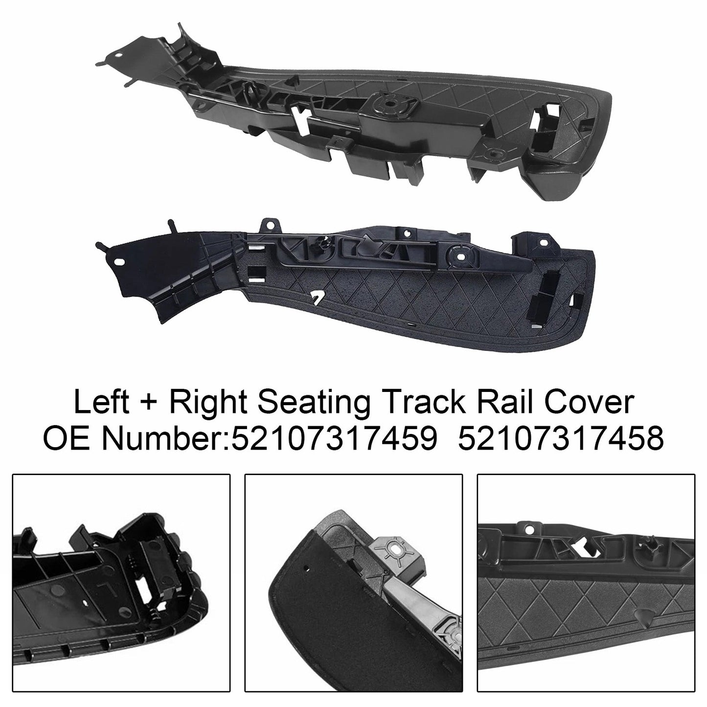 Left + Right Support Seat Track Rail Cover 52107317458 For BMW 5 7 Series
