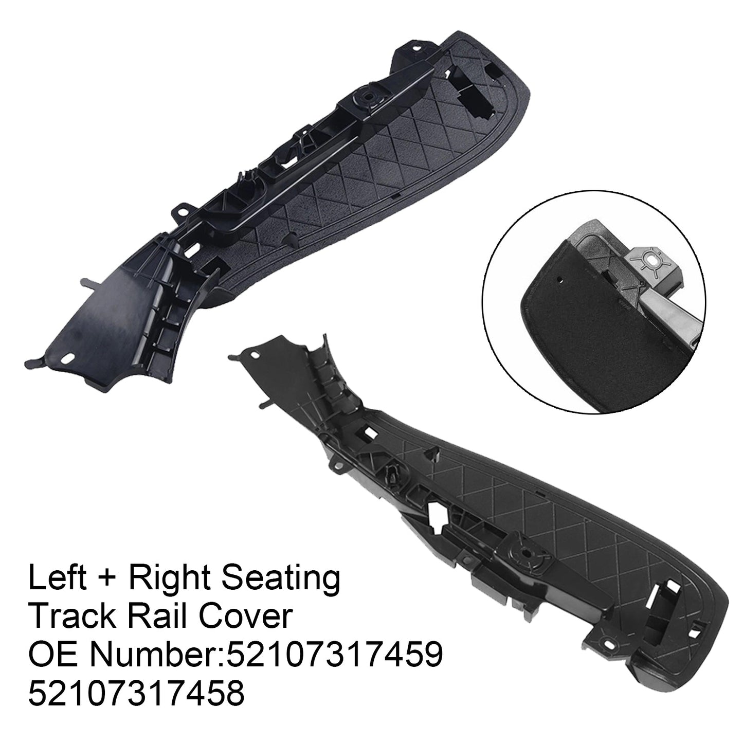 Left + Right Support Seat Track Rail Cover 52107317458 For BMW 5 7 Series