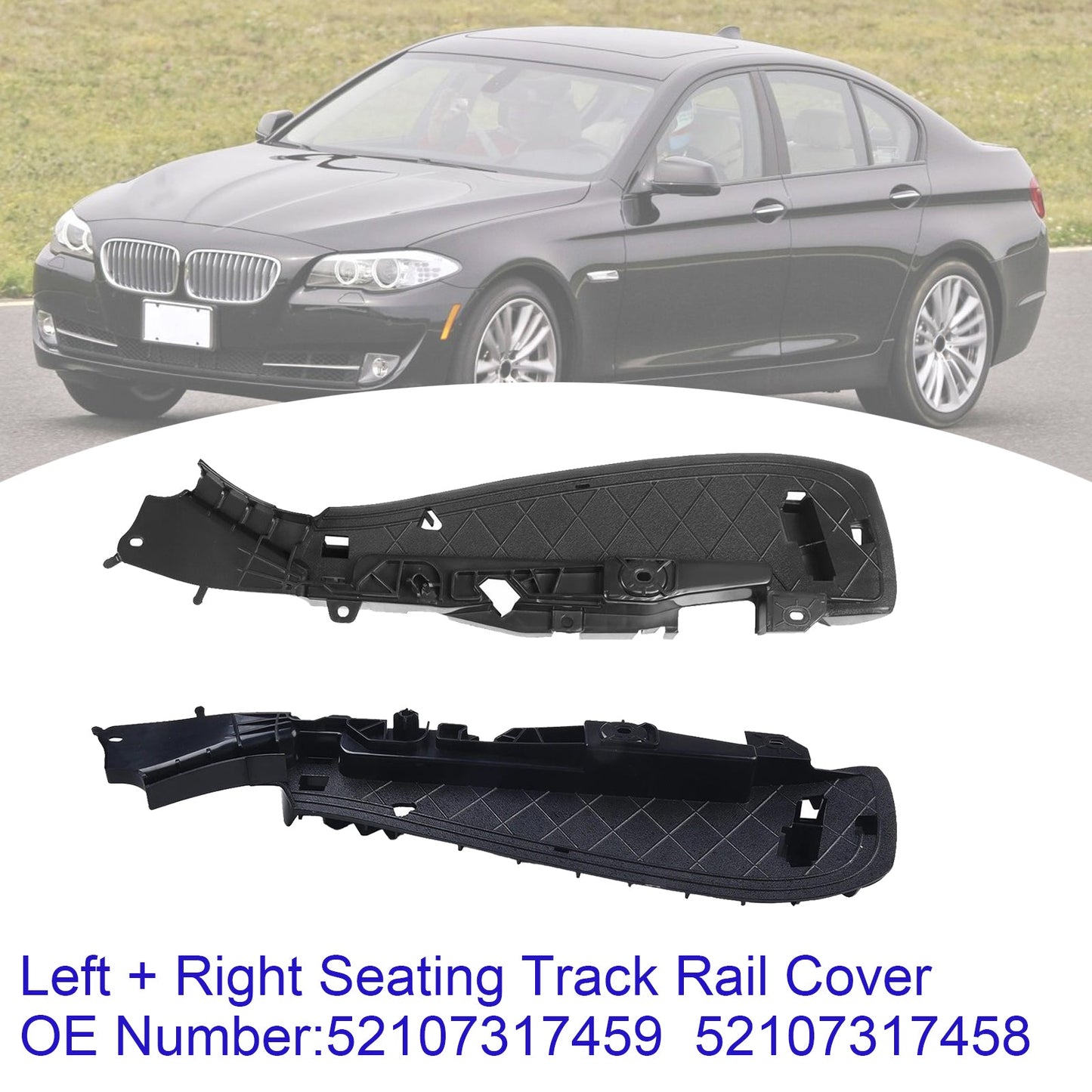 Left + Right Support Seat Track Rail Cover 52107317458 For BMW 5 7 Series