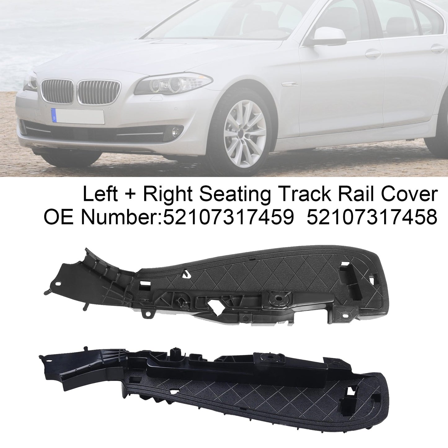 Left + Right Support Seat Track Rail Cover 52107317458 For BMW 5 7 Series