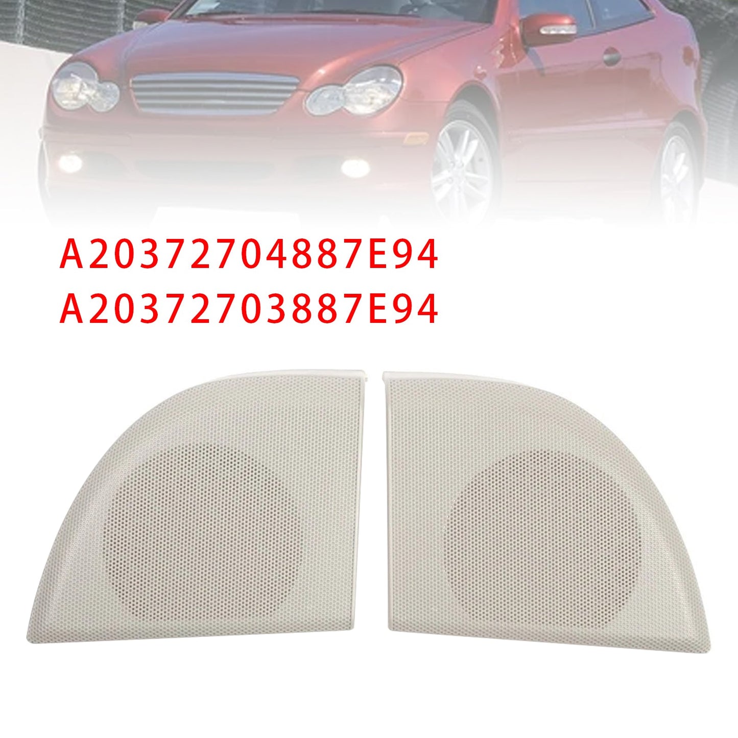 2000-2007 Mercedes Benz W203 C-Class Coupe 2 Door A20372704887E94 Pair Front Door Speaker Cover