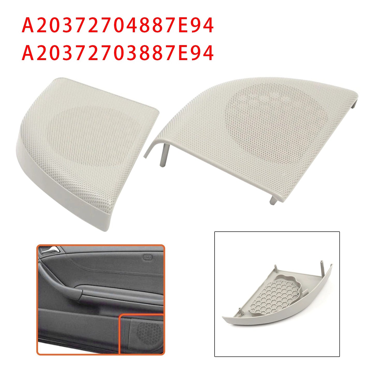 2008-2011 Mercedes Benz W203 CLC-Class Coupe 2 Door A20372704887E94 Pair Front Door Speaker Cover