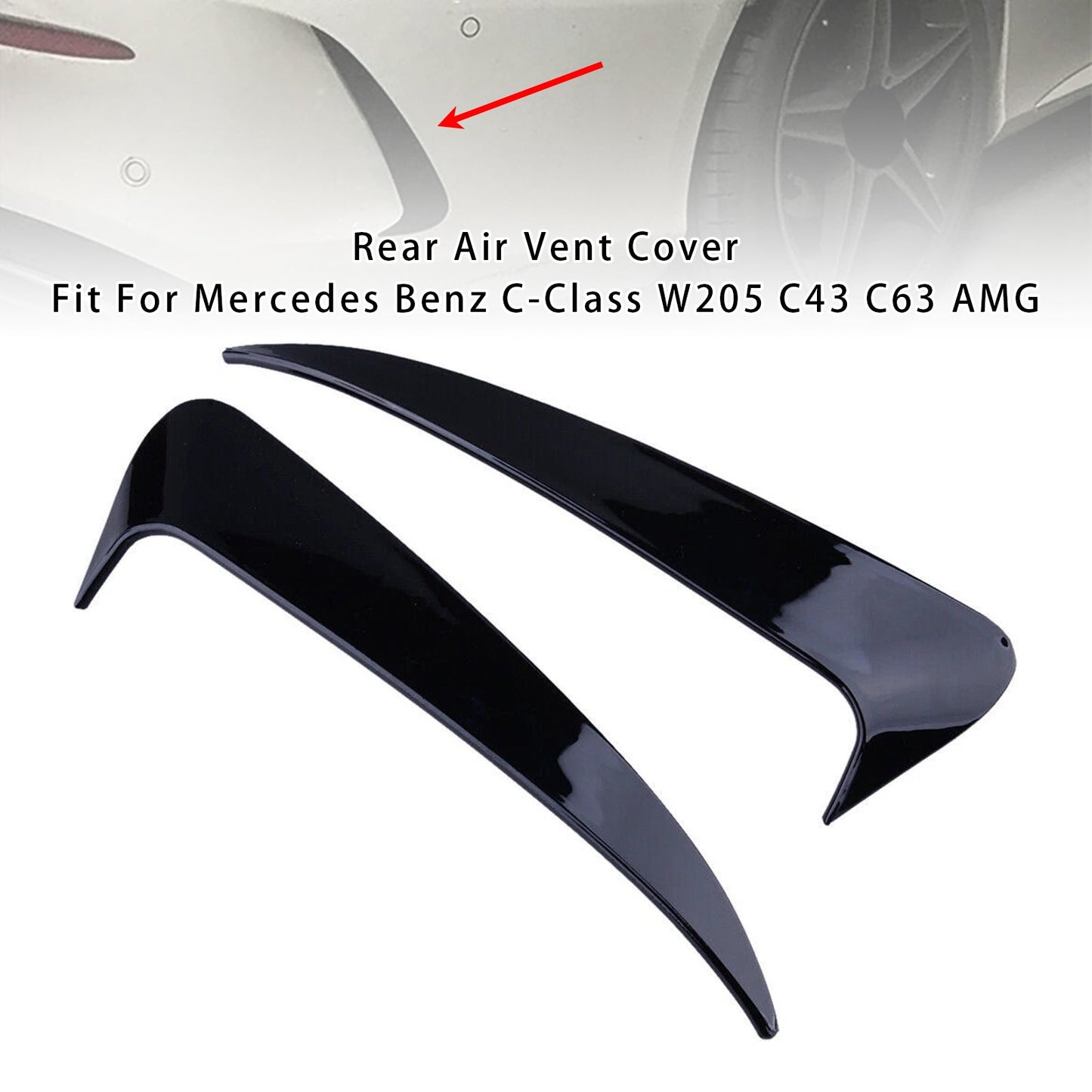 Gloss Black Rear Air Vent Cover For Benz C Class W205 C43 C63 2014-2019