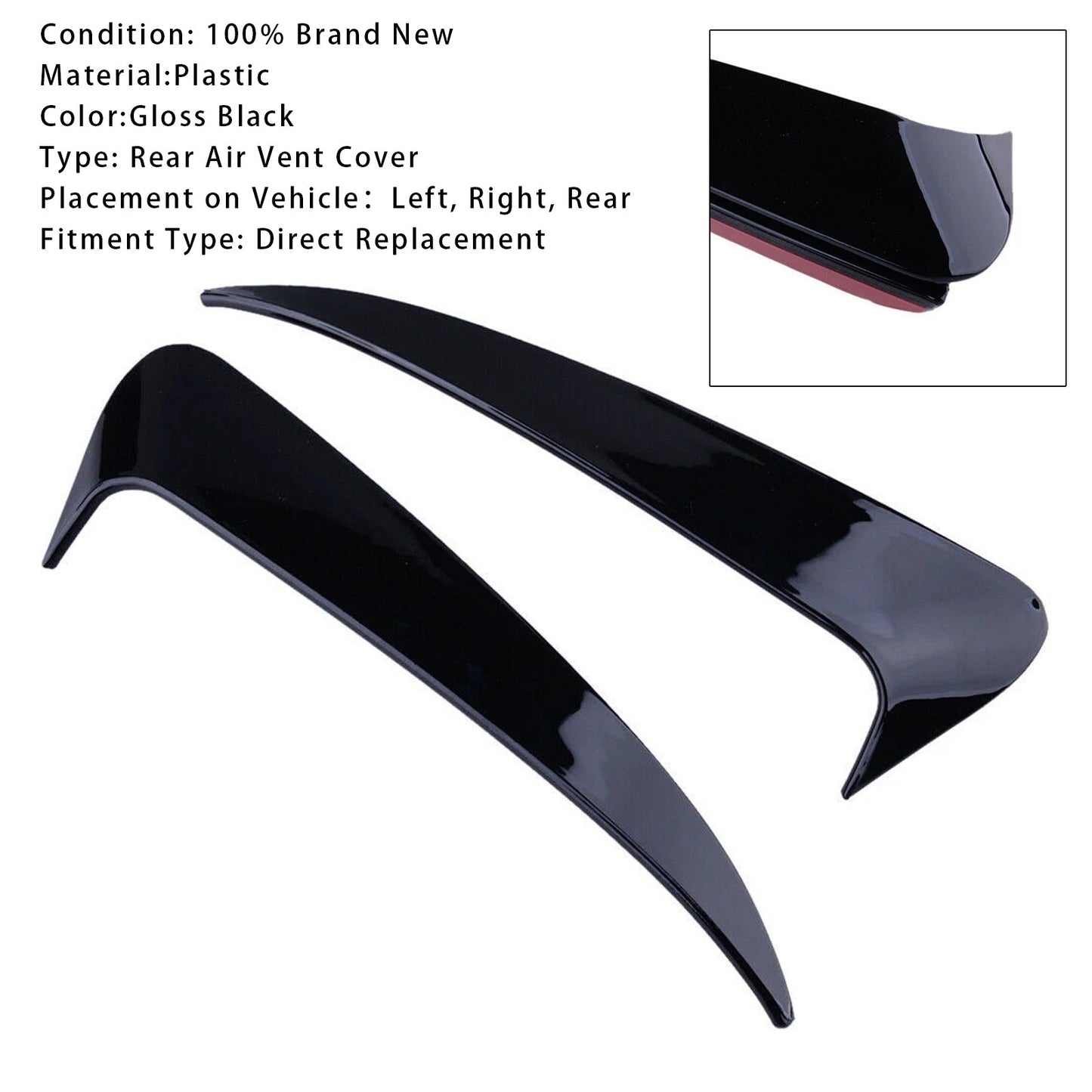 Mercedes Benz C-Class 4 Door Sedan With AMG Sport Bumper With Vent Only Gloss Black Rear Air Vent Cover