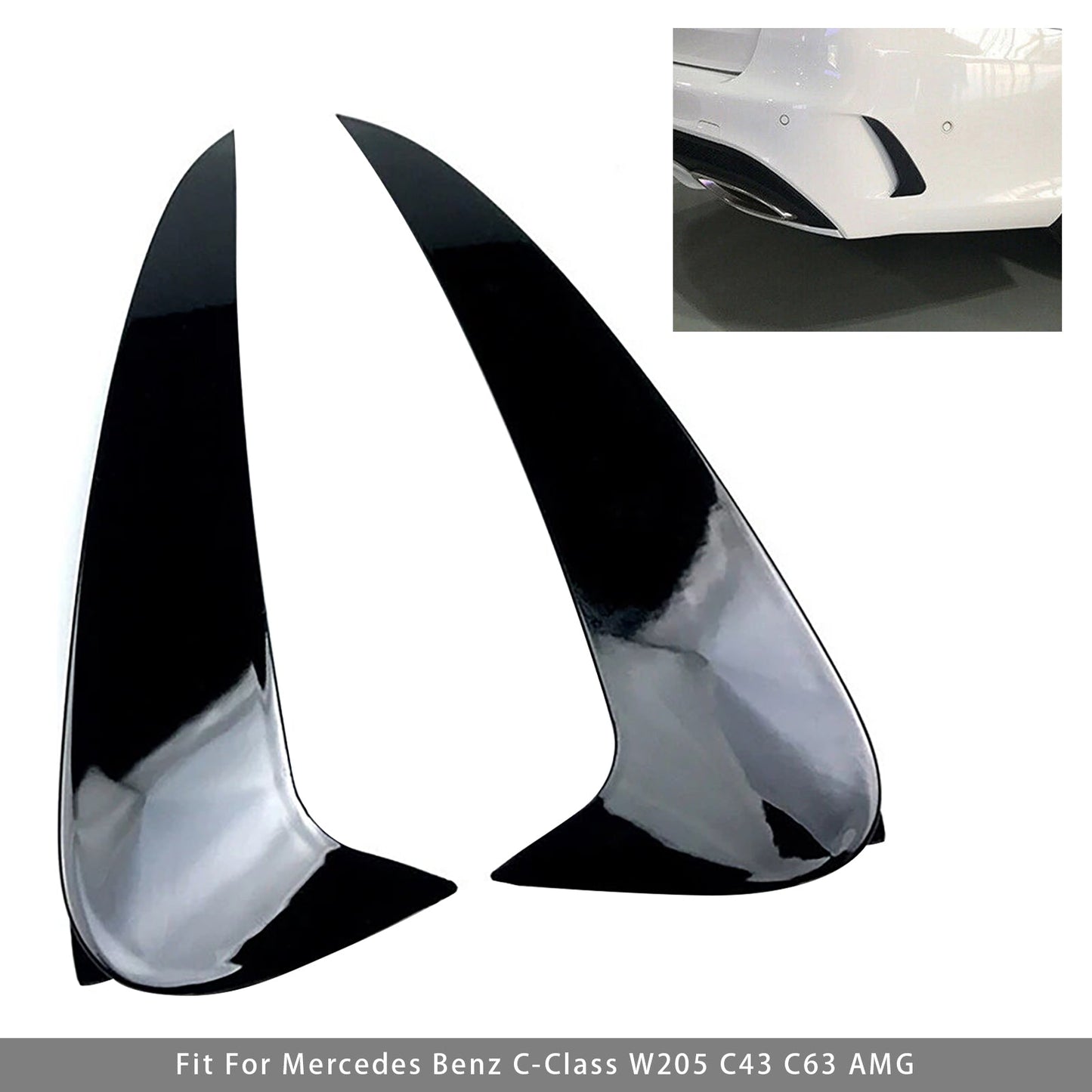 Gloss Black Rear Air Vent Cover For Benz C Class W205 C43 C63 2014-2019
