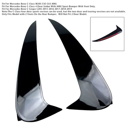 Mercedes Benz C-Class 4 Door Sedan With AMG Sport Bumper With Vent Only Gloss Black Rear Air Vent Cover