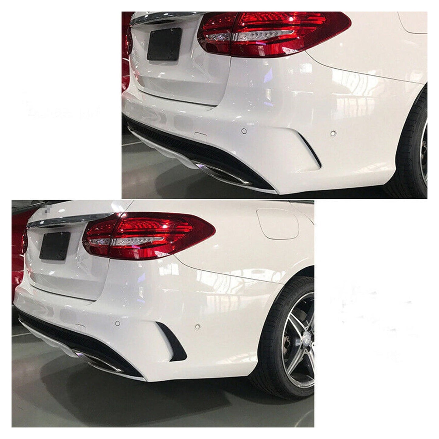 Mercedes Benz C-Class 4 Door Sedan With AMG Sport Bumper With Vent Only Gloss Black Rear Air Vent Cover
