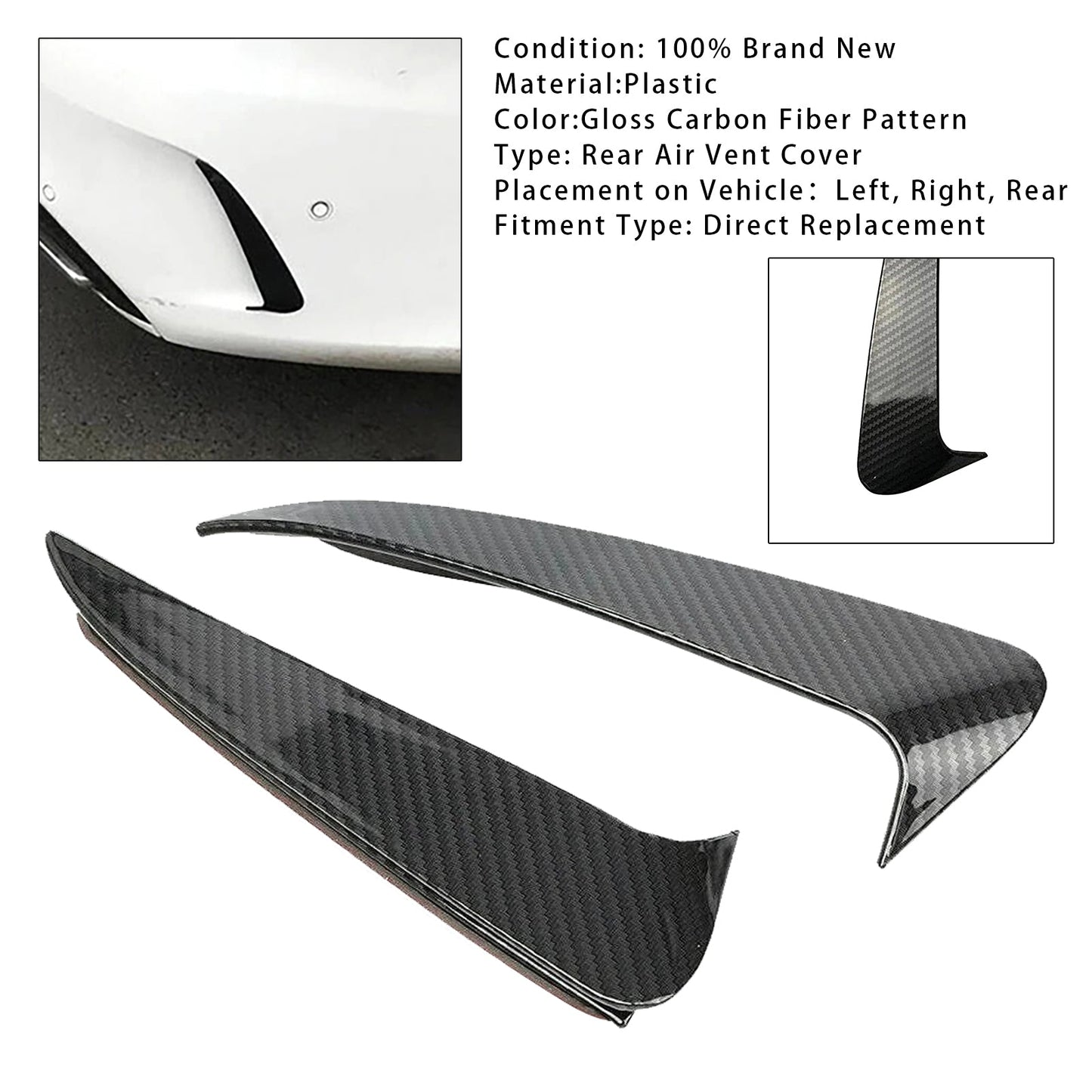 Mercedes Benz C-Class W205 C43 C63 AMG Rear Air Vent Cover Carbon Fiber Look