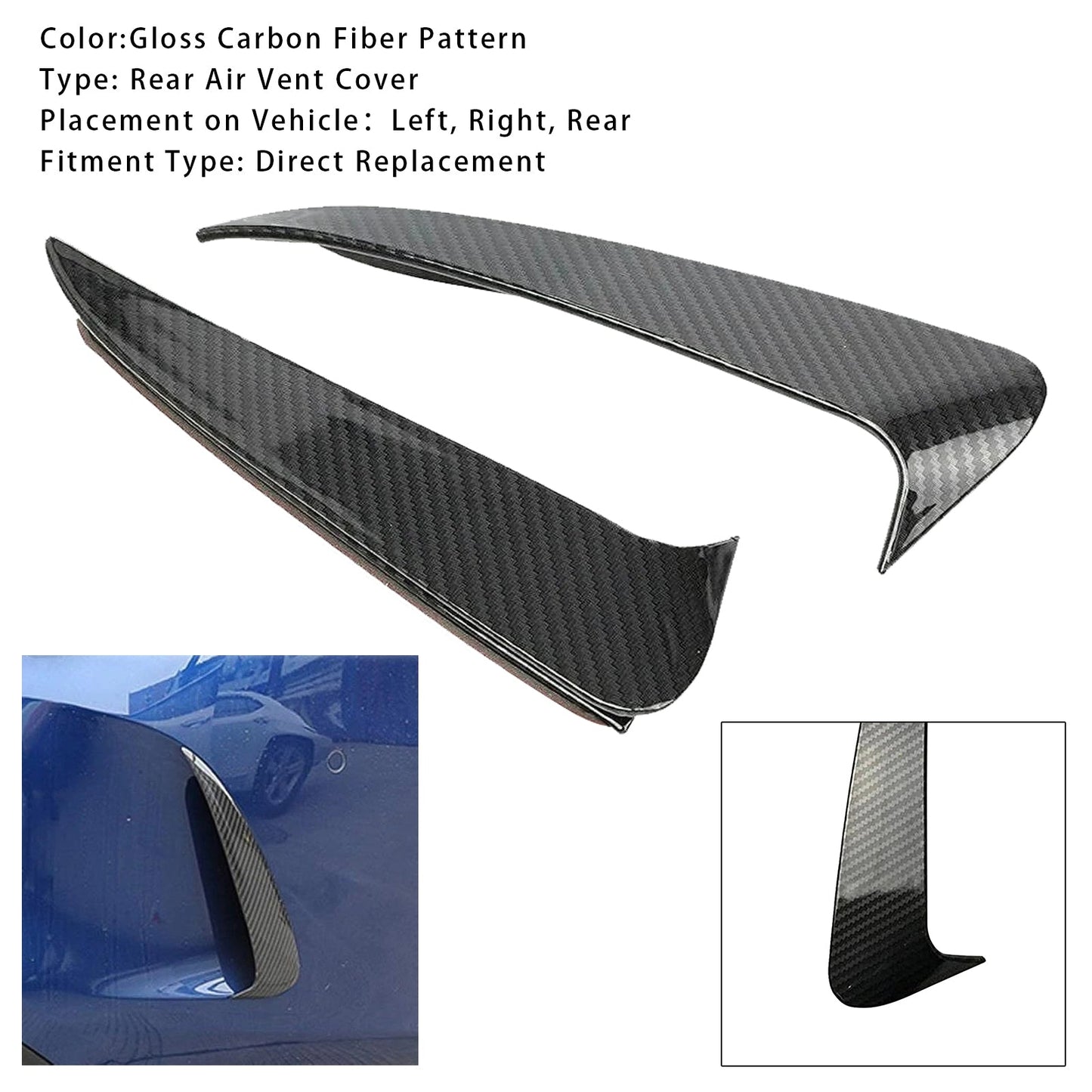 Mercedes Benz C-Class 4 Door Sedan With AMG Sport Bumper With Vent Only Rear Air Vent Cover Carbon Fiber Look
