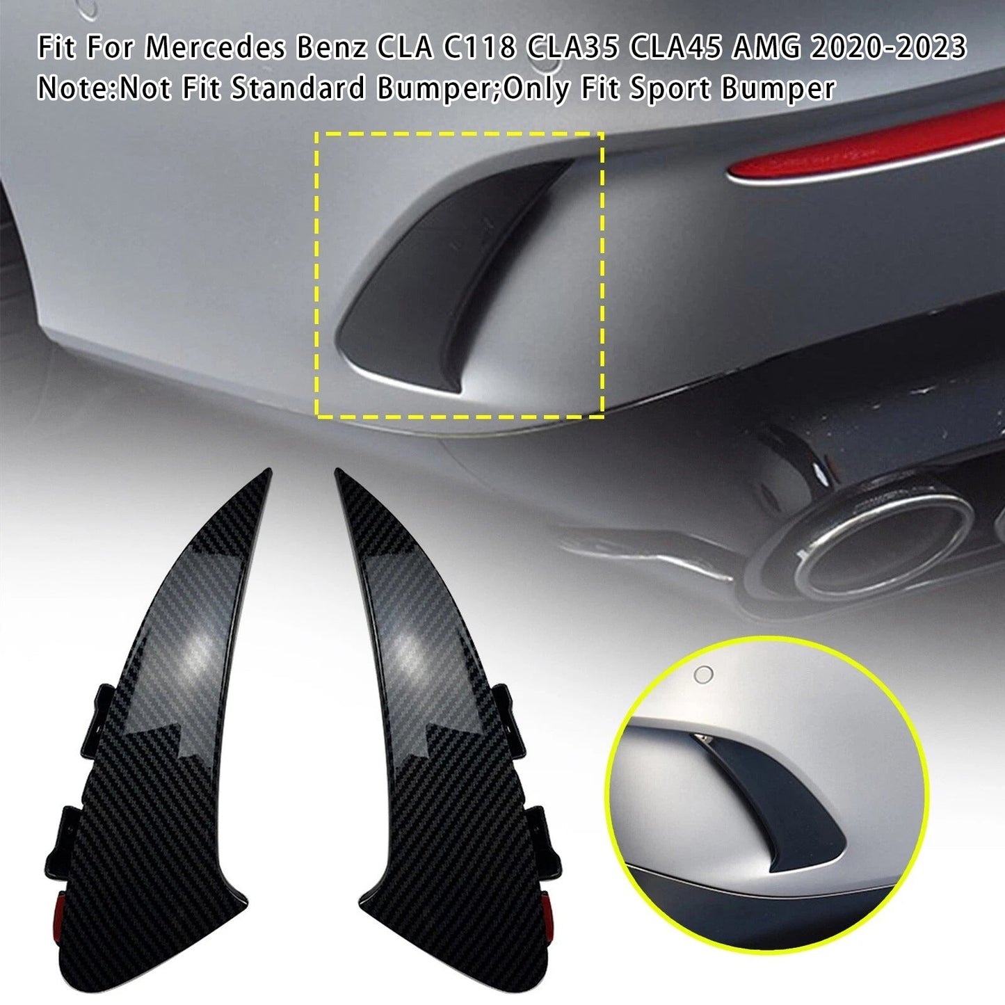 Carbon Look Rear Air Vent Cover For Benz CLA C118 CLA45 AMG 2020+