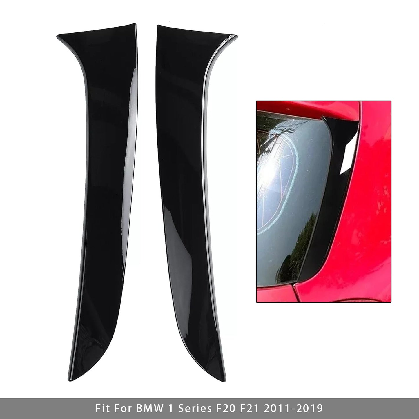 2011-2019 BMW 1 Series F20 F21 Gloss Black Pair Rear Window Side Wing Spoiler