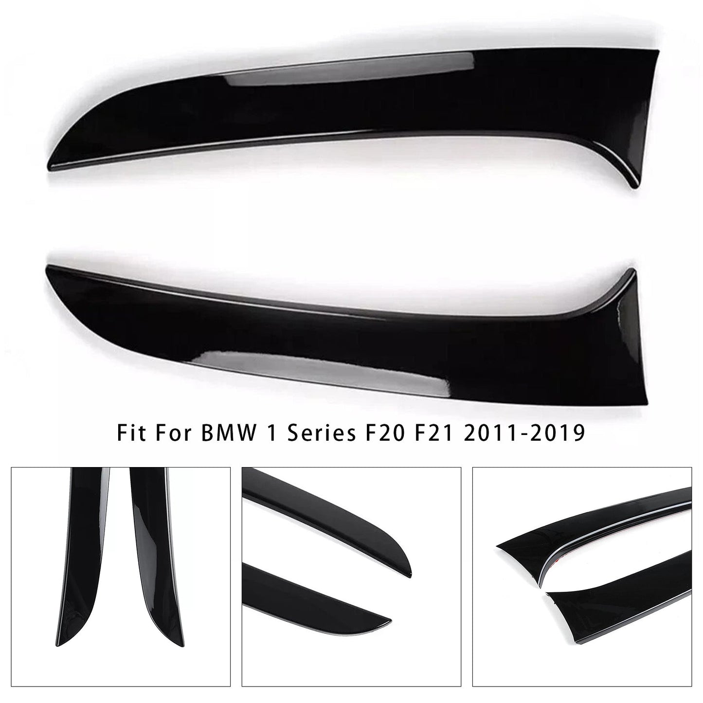 2011-2019 BMW 1 Series F20 F21 Gloss Black Pair Rear Window Side Wing Spoiler