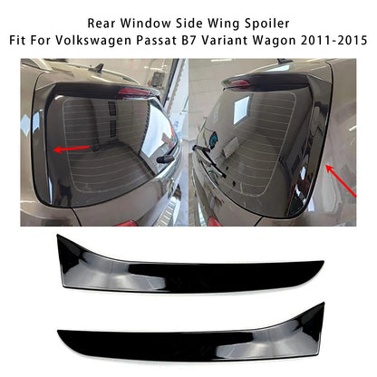 2011-2015 Volkswagen Passat B7 Variant Wagon Gloss Black Pair Rear Window Side Wing Spoiler