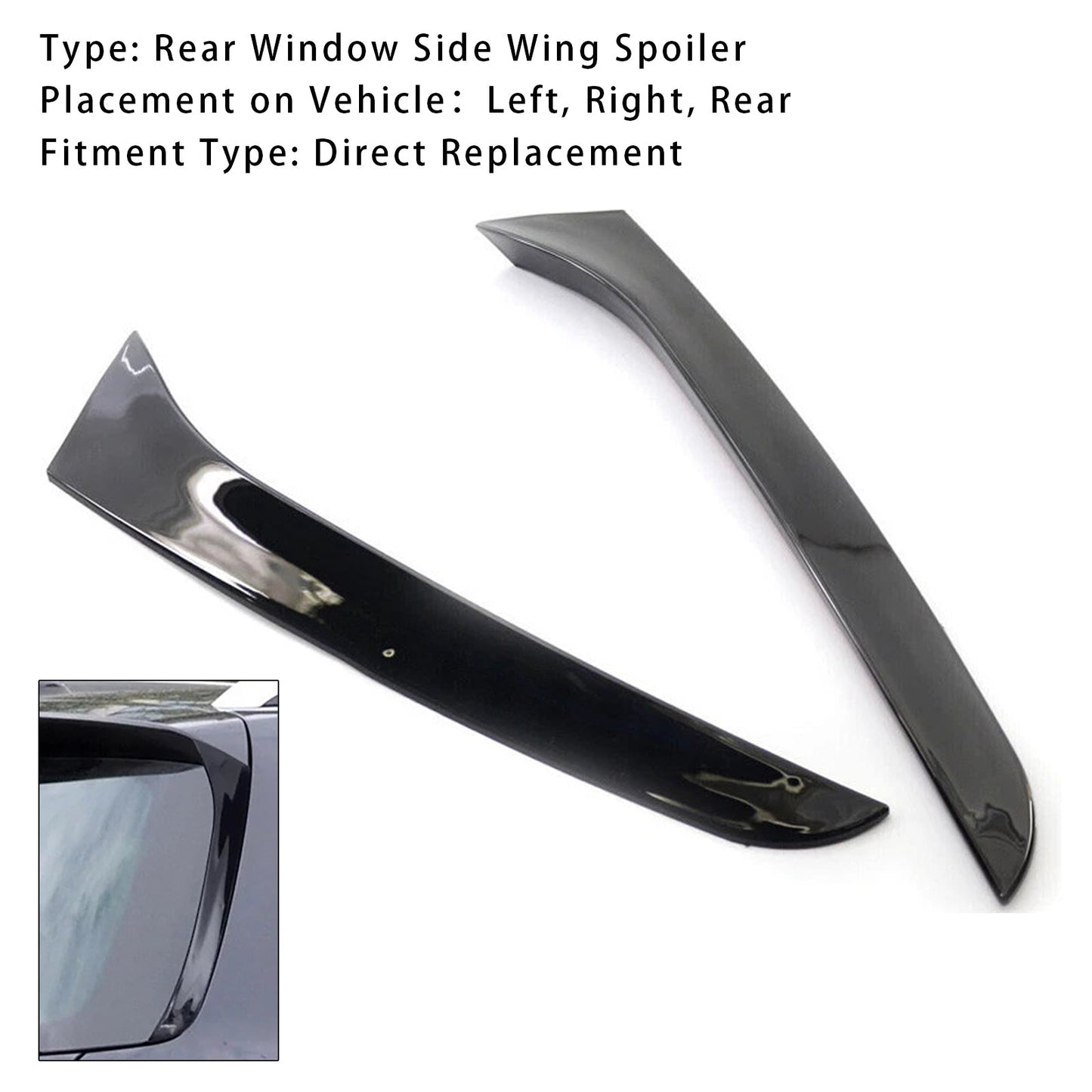 2011-2015 Volkswagen Passat B7 Variant Wagon Gloss Black Pair Rear Window Side Wing Spoiler