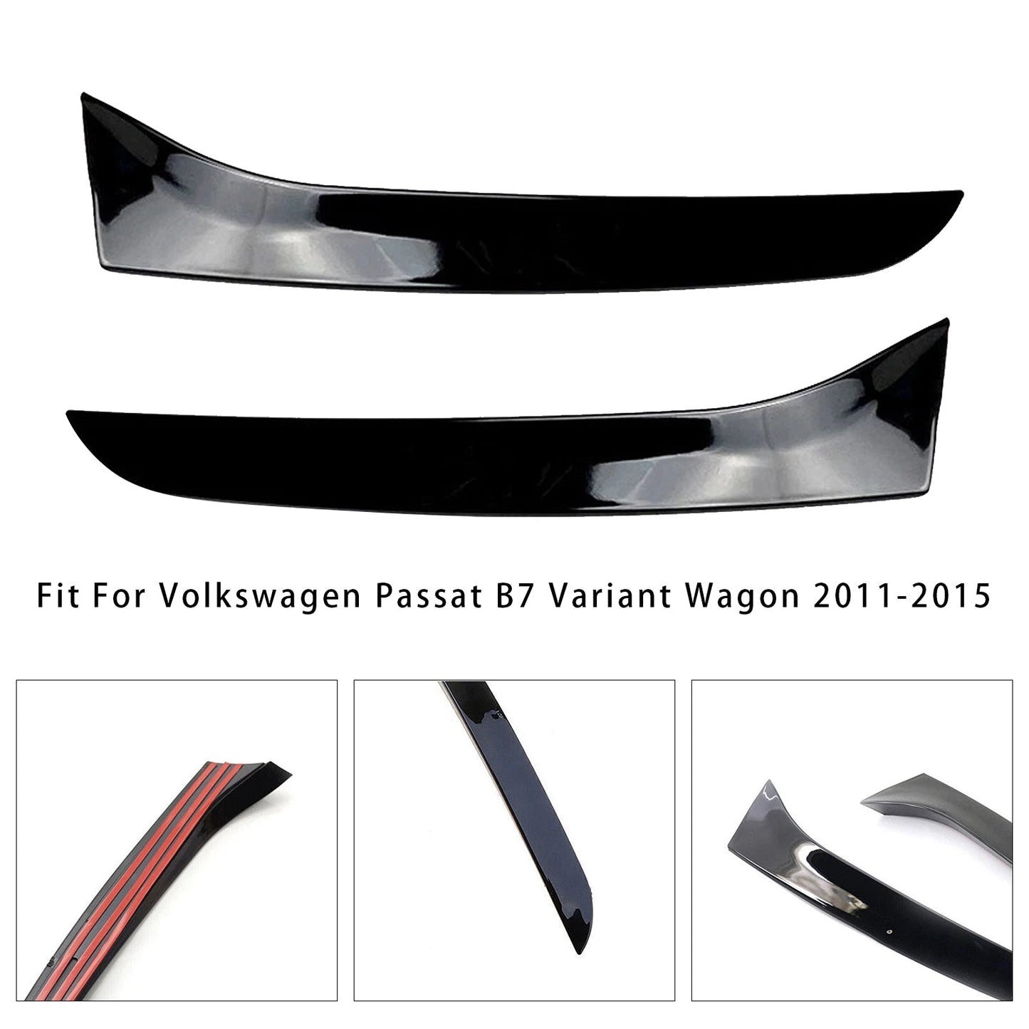 2011-2015 Volkswagen Passat B7 Variant Wagon Gloss Black Pair Rear Window Side Wing Spoiler