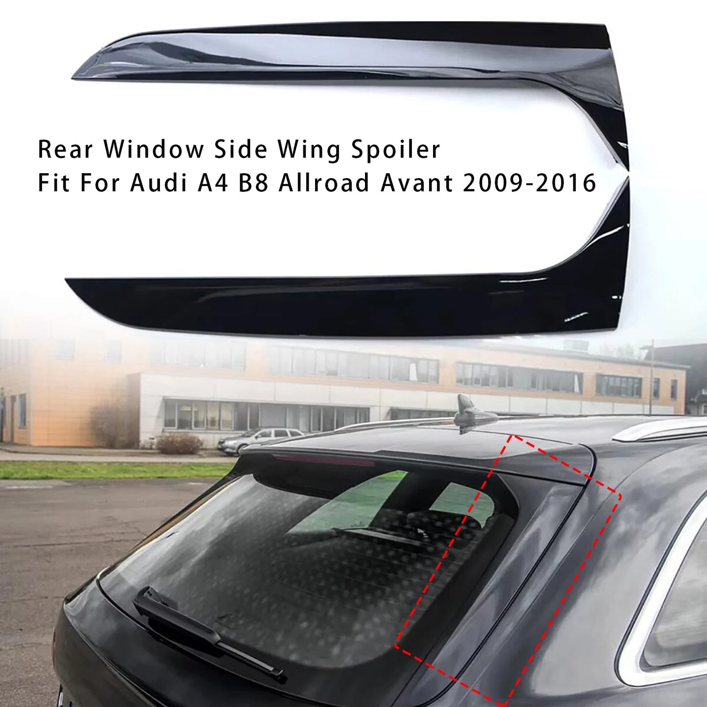 2009-2016 Audi A4 B8 Allroad Avant Gloss Black Pair Rear Window Side Wing Spoiler
