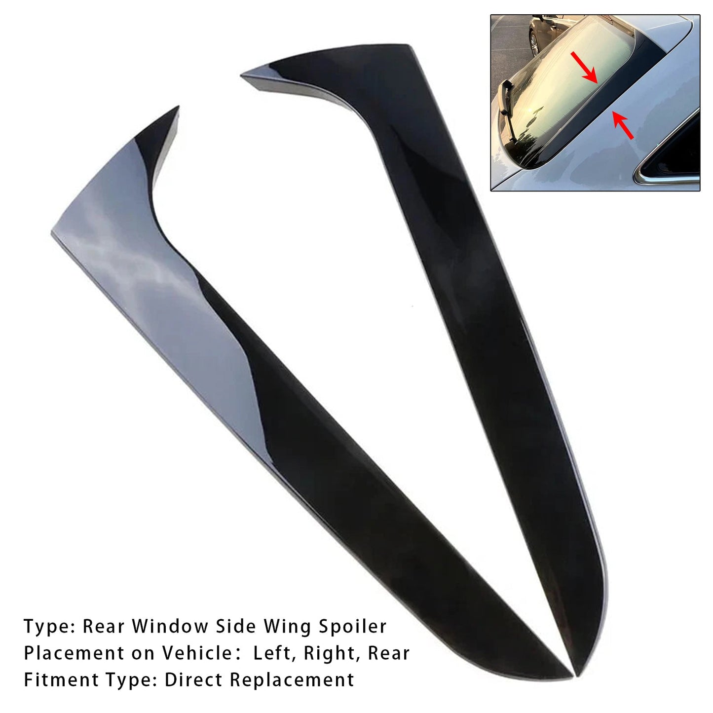 2009-2016 Audi A4 B8 Allroad Avant Gloss Black Pair Rear Window Side Wing Spoiler